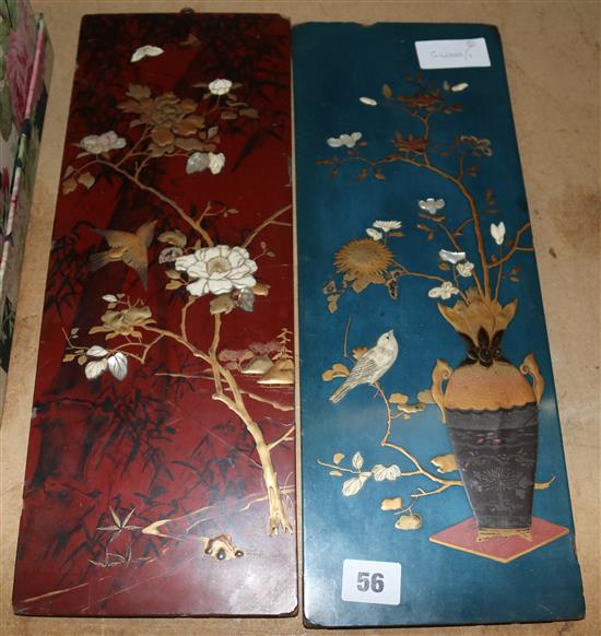 Pair Japanese lacquer panels
